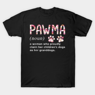 Floral Art Pawma Noun Definition Mama Grandma Dog Lovers T-Shirt